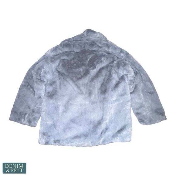 Free People Kate Faux Fur Coat Cloudy Day Gray Faux Fur Double Breasted Jacket - Picture 12 of 16